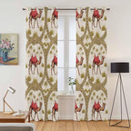 2 Panel Kitchen Cafe Curtains, Camels Palm Trees Sunlight Filtering Nature Air Through, Window Decor Tier Curtains for Living Room 104W x 90L inch Desert Date Coconut Trees Leaves Cords Beige
