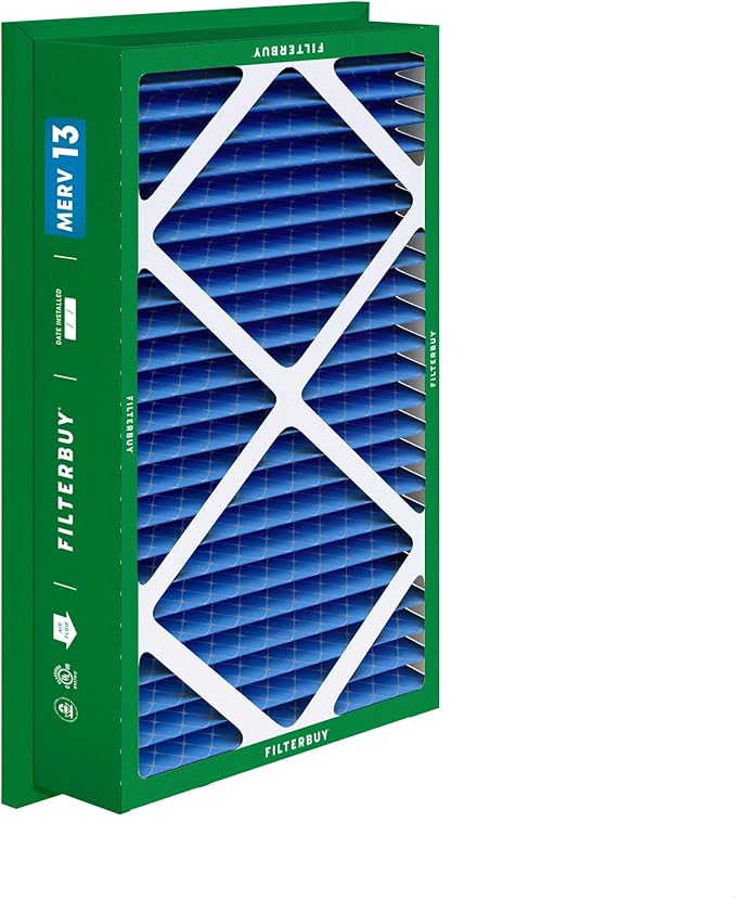 Filterbuy 16x25x5 Air Filter MERV 13 Optimal Smoke & Allergy Defense (3-Pack), Electrostatic Pleated HVAC AC Furnace Filters for Honeywell Return Grille (Actual Size: 14.38 x 23.38 x 3.69)