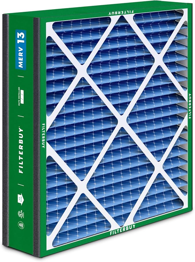 Filterbuy 20x25x5 Air Filter MERV 13 Optimal Smoke & Allergy Defense (3-Pack), Pleated HVAC AC Furnace Filters for Trion Air Bear, Generalaire, Skuttle, and More (Actual Size: 19.63 x 24.13 x 4.88)