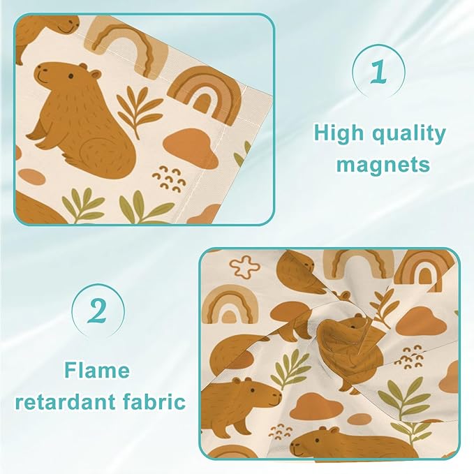 4 Pcs Fluorescent Light Covers for Ceiling Lights Cute Capybara Gifts Rainbows Leaves Abstract Shapes Earth Tones Decorative Magnets Light Filters for Office Home Classroom Must Haves 4’ x 2’