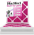 16x16x1 Air Filter by Colorfil | Color Changing Filters for Cat and Dog Odor | MERV 8 Furnace AC Filter for Pet Hair and Dust | 15.75"x15.75"x0.75" Exact Size | Pack of 4