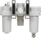 PneumaticPlus SAU400-N06G-MEP Compressed Air Filter Regulator Lubricator Combo 3/4" NPT - Metal Bowl, Manual Drain, Bracket, Gauge