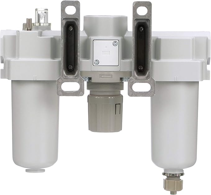 PneumaticPlus SAU400-N06G-MEP Compressed Air Filter Regulator Lubricator Combo 3/4" NPT - Metal Bowl, Manual Drain, Bracket, Gauge