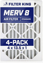 Filter King 4x13.5x1 Air Filter | 4-PACK | MERV 8 HVAC Pleated A/C Furnace Filters | MADE IN USA | Actual Size: 4 x 13.5 x .75"