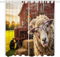 Farm Sheep Living Room Curtains 84 Inch Length, Window Curtains Tab Top, Farmhouse Barn Funny Animals Butterfly Light Filtering Window Treatments Drapes 52"x84" 2 Panel
