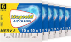 Maycold MERV 8 10x10x1 Furnace Air Filters (6-Pack), Pleated HVAC AC Filters – Actual Size 9.70” x 9.70” x 0.75”, For Residential or Office Use, Individually Wrapped in Plastic