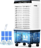 Air Choice Swamp Cooler, 1800 CFM Portable Evaporative Air Cooler, 6 Ice Box & 5.3 Gal Water Tank, 110° Auto Swing, 3 Speeds, Remote, 12H Timer, 3-in-1 Outdoor Air Cooling Fan for Bedroom Home Office