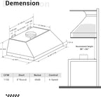 CHETTO C Stainless Steel Range Hood Cover with Quiet Vent Hood Insert Custom Handcrafted Metal Kitchen Fan with Towel Rack LED Light 48"W x21"D x57"H Brushed Stainless Steel Wall Mount