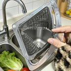 Corner Sink Drain Basket - Magnetic Food Waste Draining Catcher for Rinsing | High-Grade Mesh with Powerful Suction, Triangular Scrap Trap, Basin Cleanup Tools for Washing, Straining, Sorting and Peel