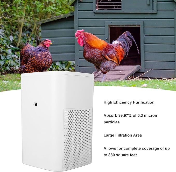 Air Purifier High Efficiency Solar Powered Car Filter Portable Cleaner for Dog House Chicken Coop 10W
