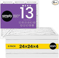 Simply 24x24x4 Air Filter, MERV 13, 6 Pack, Furnace Air Filter for HVAC (Actual Size: 23.5"x23.5"x3.63") DUST, Pet & Allergy Control