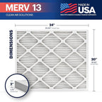 BNX TruFilter 20x24x2 Air Filter MERV 13 (4-Pack) - MADE IN USA - Electrostatic Pleated Air Conditioner HVAC AC Furnace Filters for Allergies, Pollen, Mold, Bacteria, Smoke, Allergen, MPR 1900 FPR 10