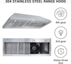 CHETTO C Stainless Steel Range Hood Cover with Quiet Vent Hood Insert Custom Handcrafted Metal Kitchen Fan with Towel Rack LED Light 48"W x21"D x57"H Brushed Stainless Steel Wall Mount