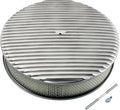 14 x 3 Inch Round Polished Air Cleaner Kit Fully Finned Top with Flat Style Base Compatible with Chevy Ford GM