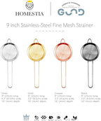 Homestia 3.3" Fine Mesh Strainer for Kitchen, 304 Stainless Steel Cocktail Sieve Sifters For Food, Liquid Drink Strainers Cup for Tea, Rice, Oil, Noodles, Fruits, Vegetables (Silver)