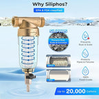 iSpring WSP-50SL Reusable Whole House Spin Down Sediment Water Filter Softener, Includes Siliphos Helps Prevent Scale and Corrosion, 1" MNPT + 3/4" FNPT, 50 Micron