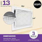 Simply 14x20x1 Air Filter, Merv 13, 4 Pack, For Home AC Furnace & HVAC (Actual Size: 13.75"x19.75"x0.75") DUST, Pet, & Allergy Control
