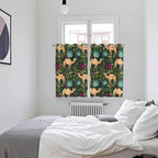 2 Panel Kitchen Cafe Curtains, Retro Desert Camel Sunlight Filtering Nature Air Through, Window Decor Tier Curtains for Living Room 104W x 63L inch Tropical Animal Aloe Vera Leaves Dark Green