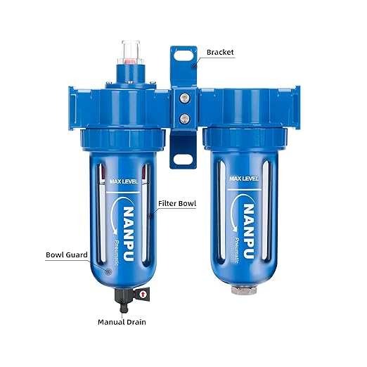NANPU Zinc Alloy Coalescing Filter & Desiccant Dryer System, Poly Bowl, Suitable for Paint Spray & Plasma Cutter (1/4" NPT)
