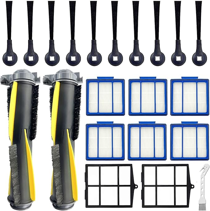 Accessories Kit for Shark IQ RV1001AE, Shark AV911S EZ, AV1010AE RV1000 RV1001 AV970 AV993 AV1002AE UR1000SR UR1005AE Robot Vacuum Cleaner,2 Main Brush,6 Filters,10 Side Brushes,2 Pre Filter
