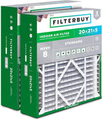 Filterbuy 20x21x5 Air Filter MERV 8 Essential Dust & Allergy Defense (2-Pack), Electrostatic Pleated HVAC AC Furnace Filters Replacement for Lennox and Electro-Air (Actual Size: 19.88 x 20.50 x 4.38)