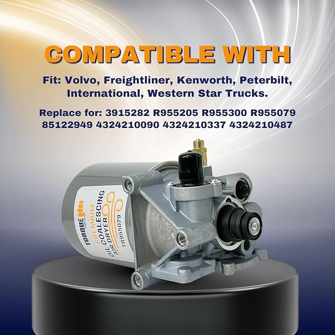 Torque R955079 Air Dryer with Coalescing Cartridge Compatible with Meritor Wabco System Saver Volvo 1200P SS1200P SS1200P Series (Replaces Meritor R955300, 955300, 955079, Haldex 955079CX) (TR955079)