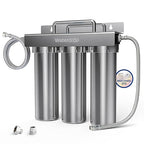 Waterdrop TST-UF 0.01μm Ultra-Filtration Under Sink Water Filter System, Stainless Steel Water Filter for Sink, 5X Service Life Under Sink Water Filtration System, Removes 99% of Substances