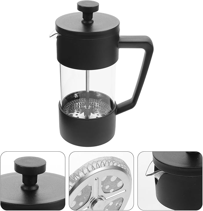 Zerodeko Portable Coffee Maker 350ml Borosilicate Glass Espresso Press with Filter for Cold Brew and Camping Use