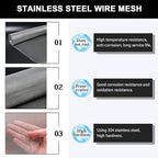 Stainless Steel Woven Wire Mesh, Metal Woven Mesh, 20 Mesh Stainless Steel Air Vent Mesh Cabinets Wire Mesh Insect Screen for Vent, Filter, Window, Garden