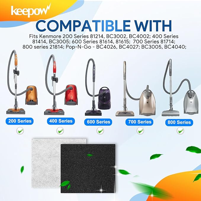 KEEPOW 10 Pack CF-1 Hepa Filter Replacement Compatible with Kenmore Sears Progressive CF-1, Progressive & Whispertone, Panasonic Models, Including 86883, 86880, 20-86883, 2086883, 8175084