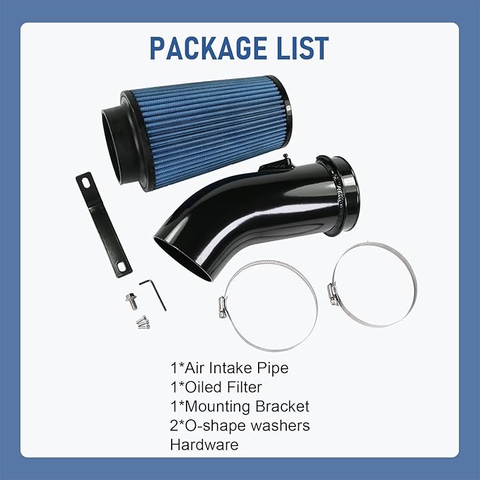 4" Cold Air Intake Pipe Kit with Oiled Filter, Filter System Replacement for 2011-2016 Ford Power stroke Diesel Engine 6.7L, F-250 F-350 F-450 Super Duty 6.7L Diesel (2011 2012 2013 2014 2015 2016)