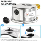 MEANLIN MEASURE 0~15Psi Dry Low Pressure Gauge Stainless Steel 1/4" NPT 2" FACE DIAL Waterproof for Water Oil Air Well Pump Tank Tire Pressure Test Lower Mount, with 1/2" NPT and 3/8" NPT Hex Bushing