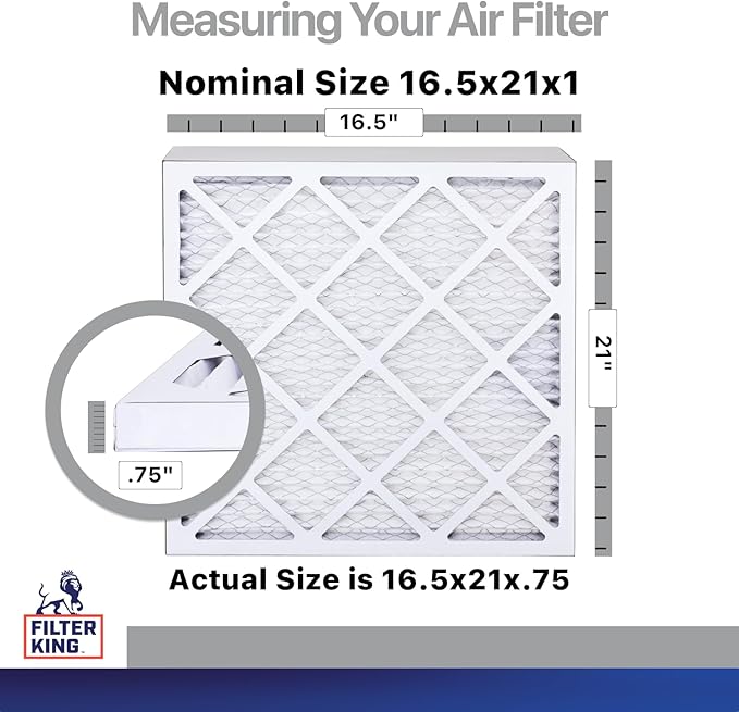 Filter King 16.5x21x1 Air Filter | 4-PACK | Carbon MERV 8 HVAC Pleated A/C Furnace Filters | MADE IN USA | Actual Size: 16.5 x 21 x .75"