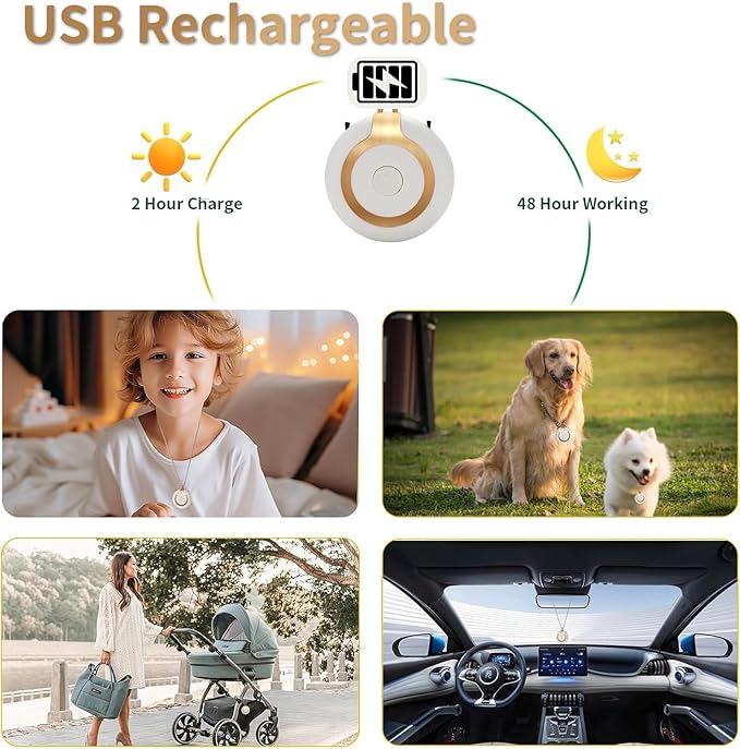 Rechargeable Ionizer Air Purifier, Wearable Air Purifier, Mini Necklace Air Purifier for Home, Kitchen, Portable Travel Air Cleaner with Carbon Fiber for Office, Bedroom, Kitchen, White-2Pack