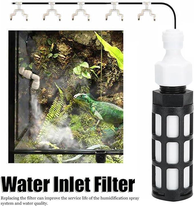 Portable Water Inlet Filter for Misting System – Self-Priming Water Filter Replacement 4.9In, Tasteless PP Plastic Water Inlet Filter for Humidification Sprayer, Lawn Garden Fogger (Pack of 1)