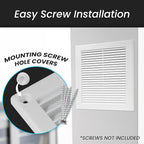 Repa Market 10 x 10 Inch (Outer) White Square Air Vent Cover - Pack of 2 Plastic Fresh Air Intake Vent - AC Cover with Nylon Mesh Screen, Wall, Ceiling HVAC Return Air Register, Modern Soffit Vents