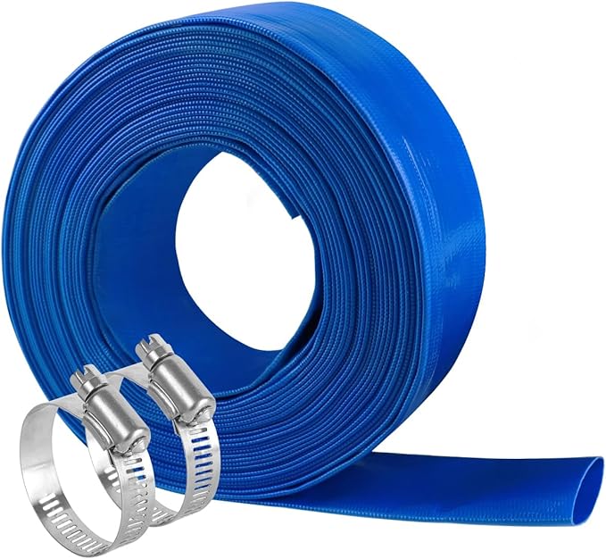 Eastrans 2.5" x 50 FT Pool Backwash Hose,Flat 4 inch Width,Heavy Duty Flat Discharge Hose,Weather and Burst Resistant, Best Pool Hoses for Inground Pools,Pool Filter Hose & Pool Drain Hose