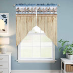 Western Horse Swag Valances for Windows, Farmhouse Wooden Grain Vintage Cowboy Barn Door Rod Pocket Kitchen Curtains Valance, Small Window Curtains Swag for Cafe Living Room, 2 Panels, 28x36 inch