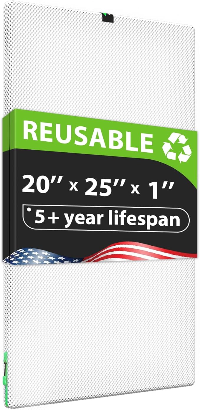 Reair 20x25x1 Air filter, Washable and Reusable Air Filter 20x25x1 for AC HVAC Furnace, MREV 8 Air Filters Machine Washable & Dryer Friendly, AC Furnace Air Filter