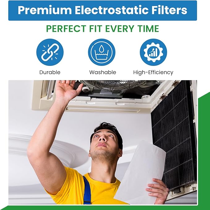 Filter Everything Electrostatic Furnace Filter – Washable & Reusable – 16 x 22 x 1 – Heavy-Duty Aluminum Frame – Permanent Home HVAC Air Filter