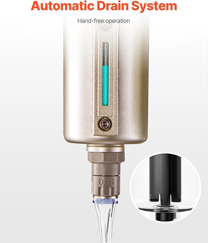 VEVOR Air Compressor Filter Regulator, 3/4" NPT 4-Stage 5μm & 0.3μm & 0.1μm & 0.1μm Air Drying System with Micron Filters & Double Desiccant Dryer, Auto Drain Air Compressor Water Separator 175PSI Max