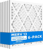 (6 Pack) 18x18x1 Furnace Air Filters, MPR 1900 & FPR 10, MERV 13 Pleated Air Filter (Actual Size: 17.75" x 17.75" x 0.75")
