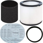 Vacuum Canister Filter Set for Wet/Dry Shop Vacuums – Includes Canister Filter, Foam Sleeve, 3 Dry Filter Discs, and Mounting Band Compatible with Shop-Vac, Craftsman, Ridgid, and More