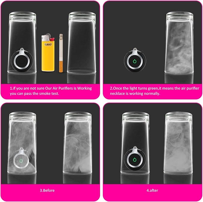 Rechargeable Ionizer Air Purifier, Wearable Air Purifier, Mini Necklace Air Purifier for Home, Kitchen, Portable Travel Air Cleaner with Carbon Fiber for Smell, Office, Bedroom, Kitchen-Black