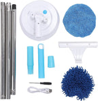 Hyuduo Electric Cleaning Brush, Rechargeable Cordless Rotating Scrubber with Telescopic Handle and Dry Wet Cloths, for Car Washing Floor Glass Tiles Ceiling