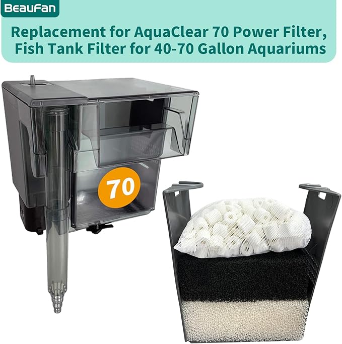 4 Set of Three-Stage Filtration Tank Filter Maintenance Kit, Replacement for AquaClear 70 Power Filter, Fish Tank Filter for 40- to 70-Gallon Aquariums