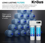 KRAUS Purita 2-Stage Carbon Block Under-Sink Water Filtration System with Digital Display Monitor, FS-1000, White