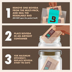 Boveda 62% Two-Way Humidity Control Packs For Storing 1 lb – Size 67 – 4 Pack – Moisture Absorbers for Storage Containers – Humidifier Packs – Hydration Packets in Resealable Bag