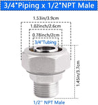 Air Line Fittings For Garage Shop Compressed Air Line Kit System, 3/4"Piping x 1/2"NPT Male Straight Air Piping Fittings,Nickel Plated Brass 2 Pack
