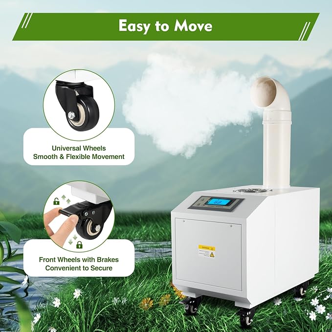 Ultrasonic Industrial Agricultural Humidifer Commercial Humidifier for Plants Large Volume (3kg/H) Automatic Mist Cooling Sprayer 160M³/H Airflow for Warehouse Greenhouse Garden Industrial